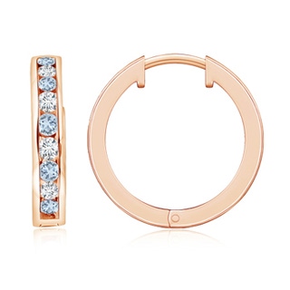 2mm A Channel-Set Aquamarine and Diamond Hinged Hoop Earrings in 10K Rose Gold