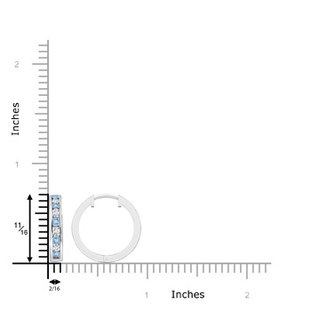 2mm AAA Channel-Set Aquamarine and Diamond Hinged Hoop Earrings in White Gold product image