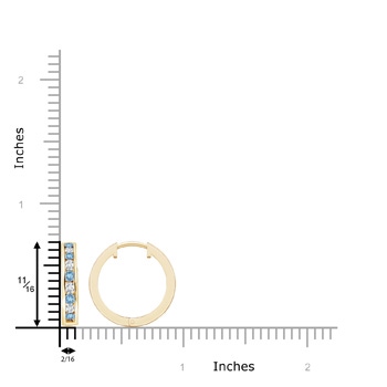 2mm AAAA Channel-Set Aquamarine and Diamond Hinged Hoop Earrings in Yellow Gold product image
