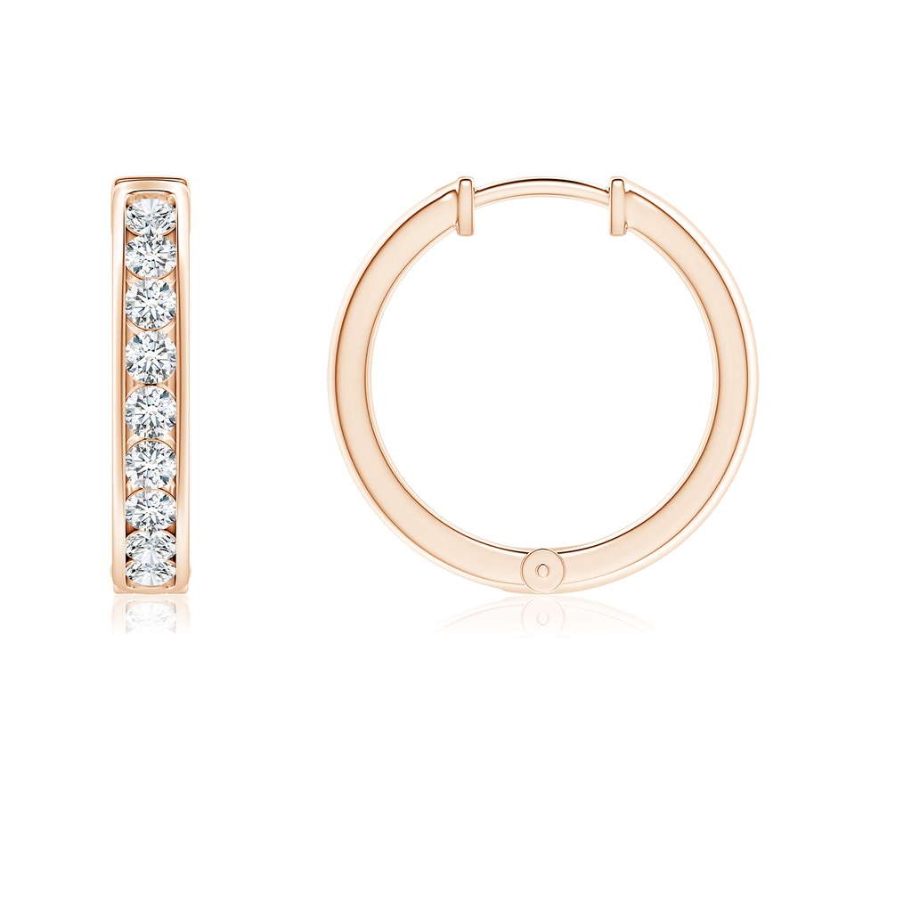 1.9mm GVS2 Channel-Set Diamond Hinged Hoop Earrings in Rose Gold