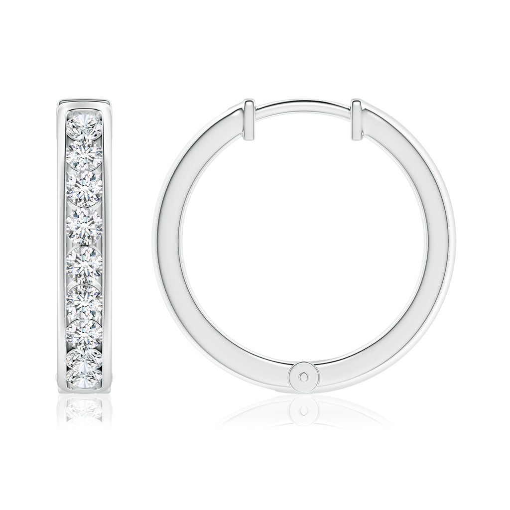2.4mm GVS2 Channel-Set Diamond Hinged Hoop Earrings in White Gold