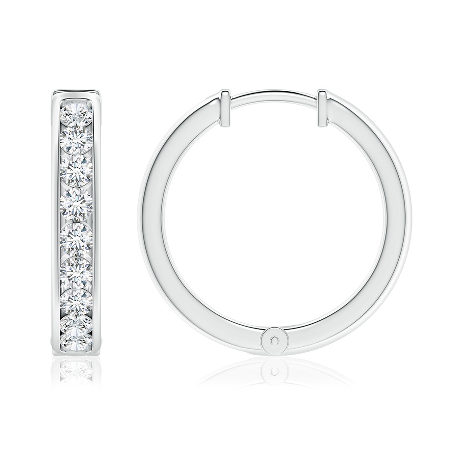 2.4mm GVS2 Channel-Set Diamond Hinged Hoop Earrings in White Gold 