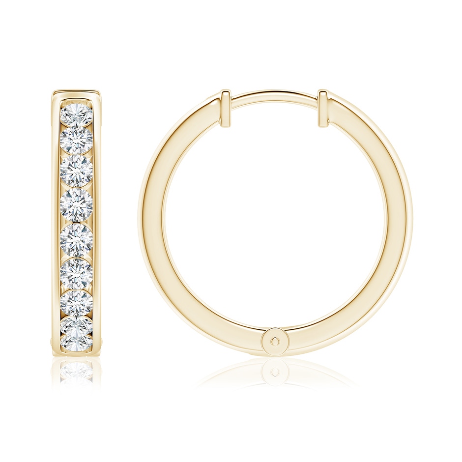 2.4mm GVS2 Channel-Set Diamond Hinged Hoop Earrings in Yellow Gold 