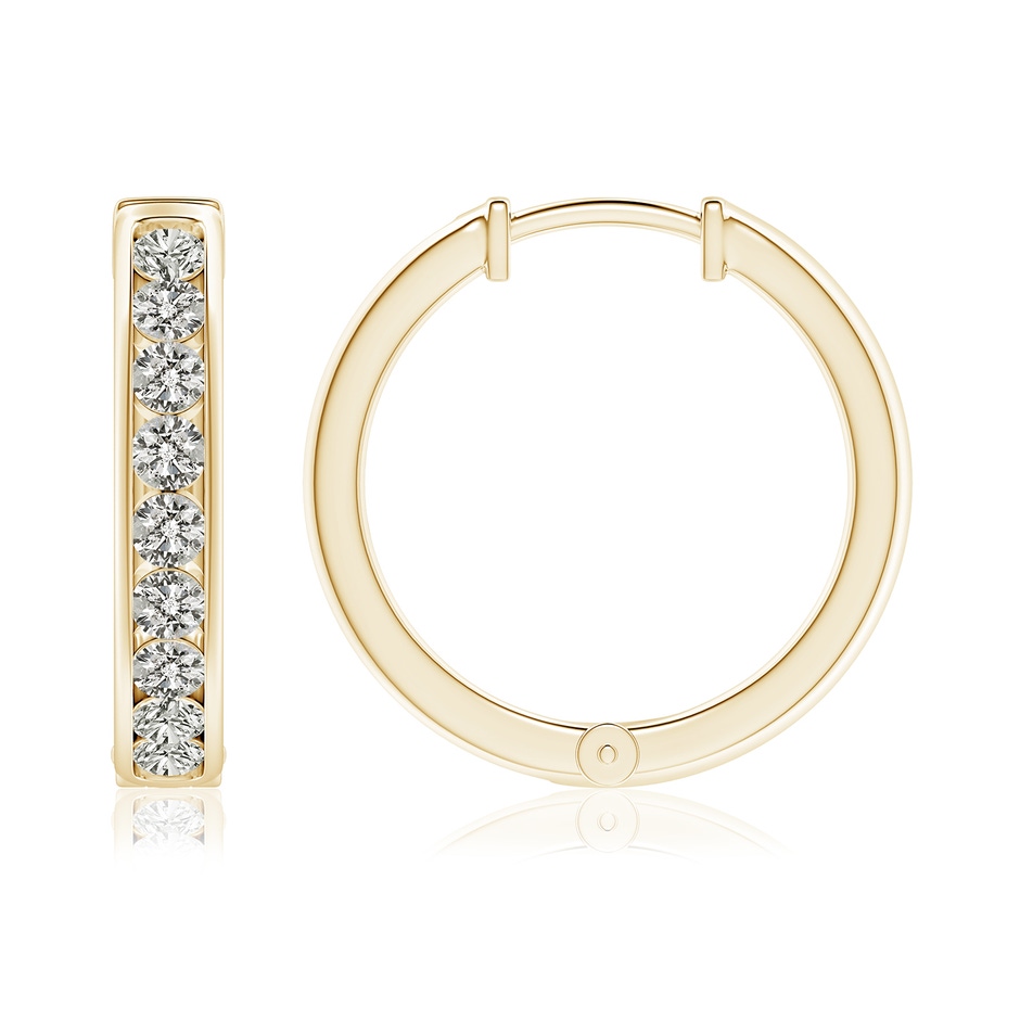 2.4mm KI3 Channel-Set Diamond Hinged Hoop Earrings in Yellow Gold 