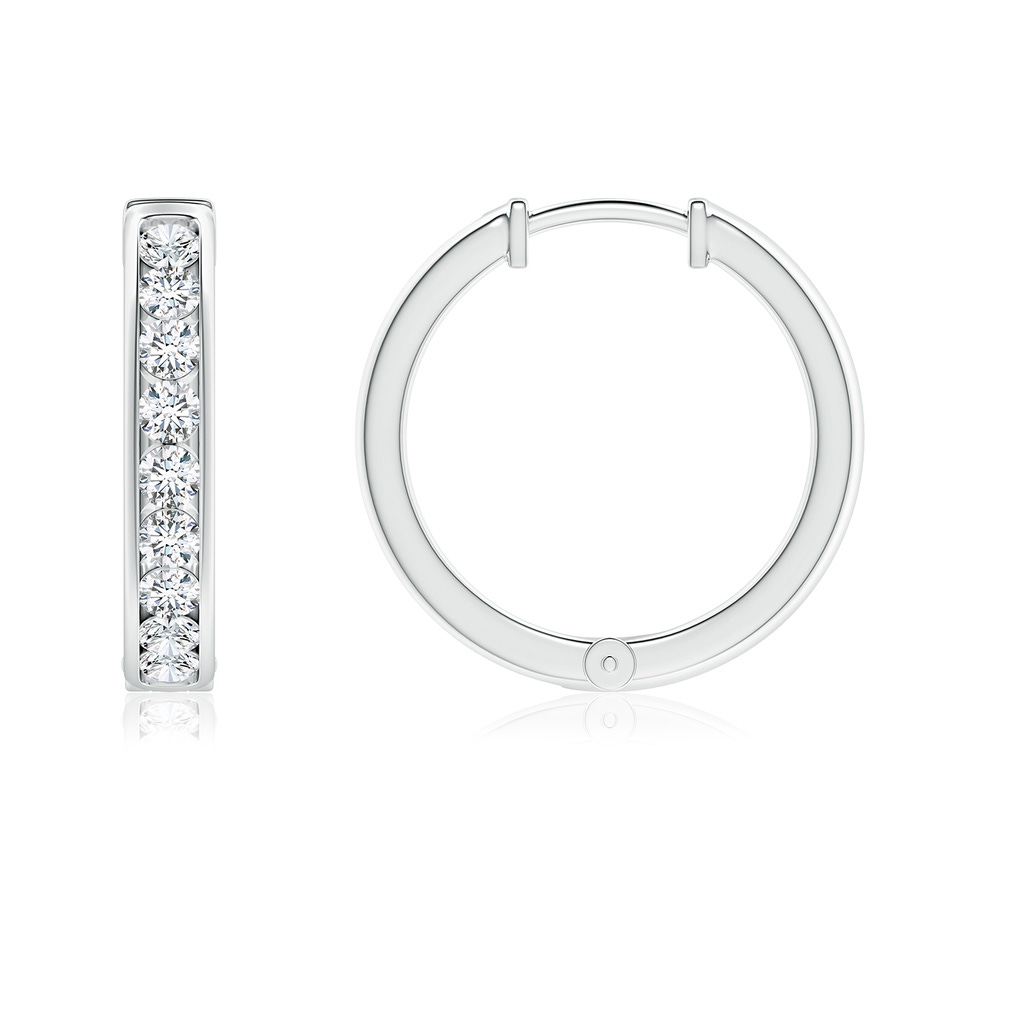 2mm GVS2 Channel-Set Diamond Hinged Hoop Earrings in White Gold