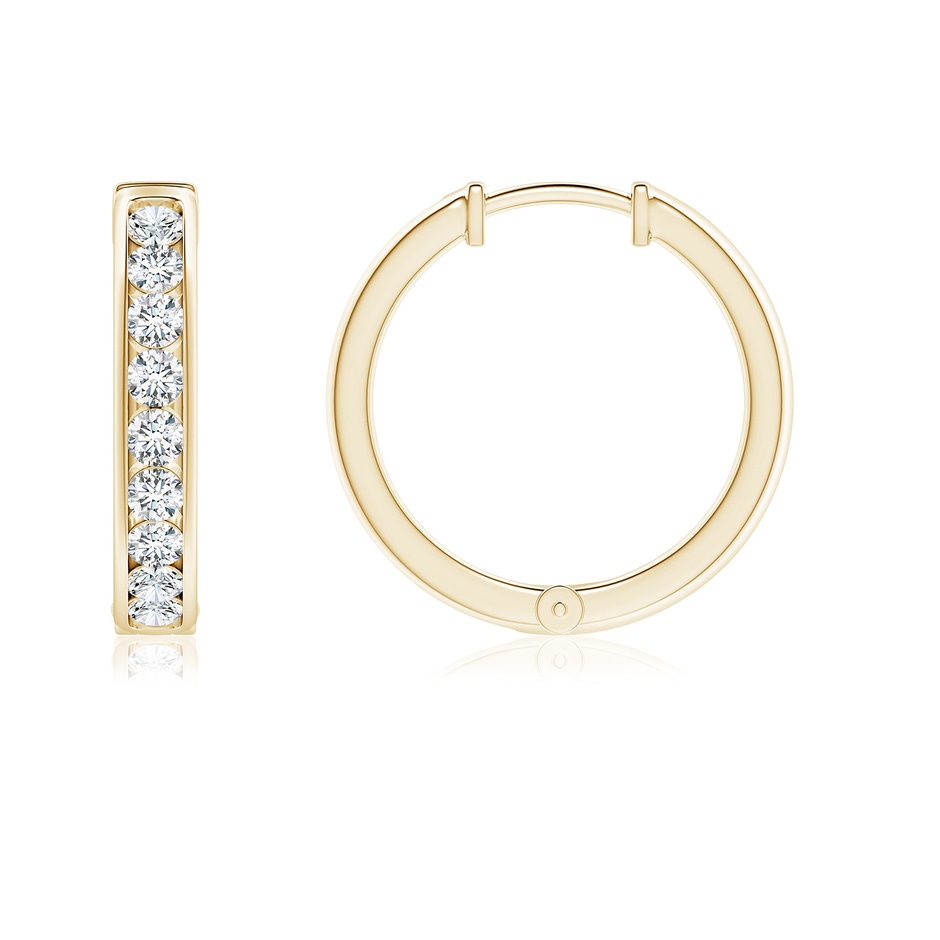 2mm GVS2 Channel-Set Diamond Hinged Hoop Earrings in Yellow Gold 