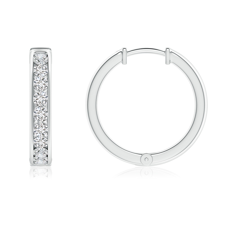 2mm HSI2 Channel-Set Diamond Hinged Hoop Earrings in White Gold