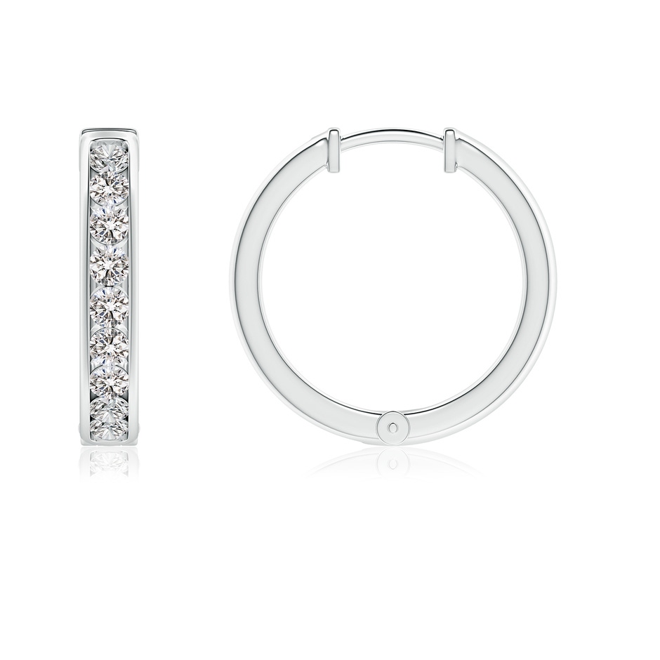 2mm IJI1I2 Channel-Set Diamond Hinged Hoop Earrings in White Gold 
