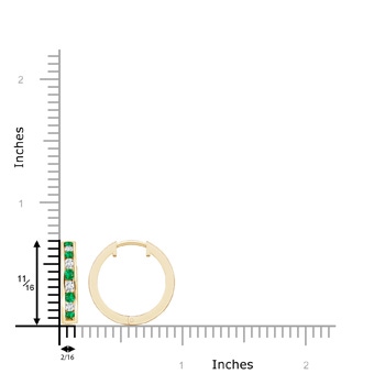 2mm AAA Channel-Set Emerald and Diamond Hinged Hoop Earrings in Yellow Gold Product Image
