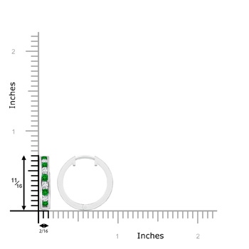2mm Lab-Grown Channel-Set Emerald and Diamond Hinged Hoop Earrings in White Gold product image
