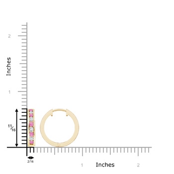 2mm A Channel-Set Pink Sapphire and Diamond Hinged Hoop Earrings in Yellow Gold product image