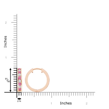 2mm AA Channel-Set Pink Sapphire and Diamond Hinged Hoop Earrings in Rose Gold product image