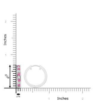 2mm AA Channel-Set Pink Sapphire and Diamond Hinged Hoop Earrings in White Gold product image