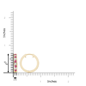 2mm AAA Channel-Set Pink Sapphire and Diamond Hinged Hoop Earrings in Yellow Gold product image