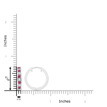 2mm AAAA Channel-Set Pink Sapphire and Diamond Hinged Hoop Earrings in White Gold product image