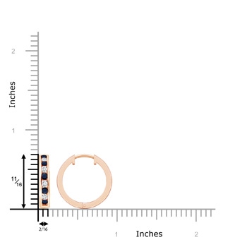 2mm A Channel-Set Blue Sapphire and Diamond Hinged Hoop Earrings in Rose Gold product image