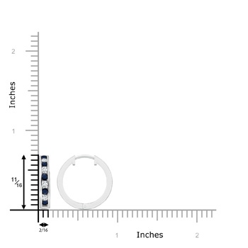 2mm A Channel-Set Blue Sapphire and Diamond Hinged Hoop Earrings in White Gold product image