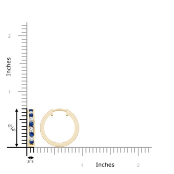 2mm AAA Channel-Set Blue Sapphire and Diamond Hinged Hoop Earrings in Yellow Gold Product Image