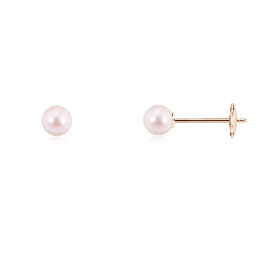 5mm AAAA Classic Japanese Akoya Pearl Solitaire Studs in Rose Gold