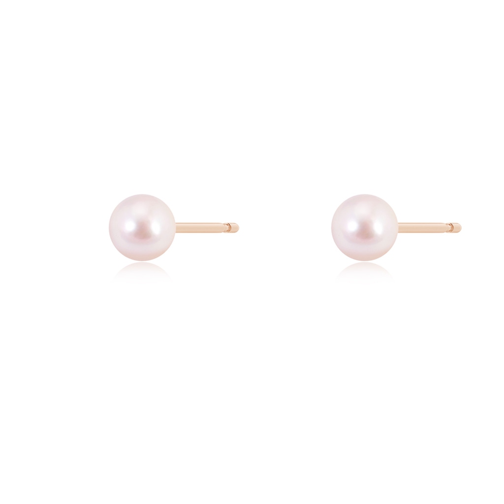 5mm AAAA Classic Japanese Akoya Pearl Solitaire Studs in Rose Gold Side-1