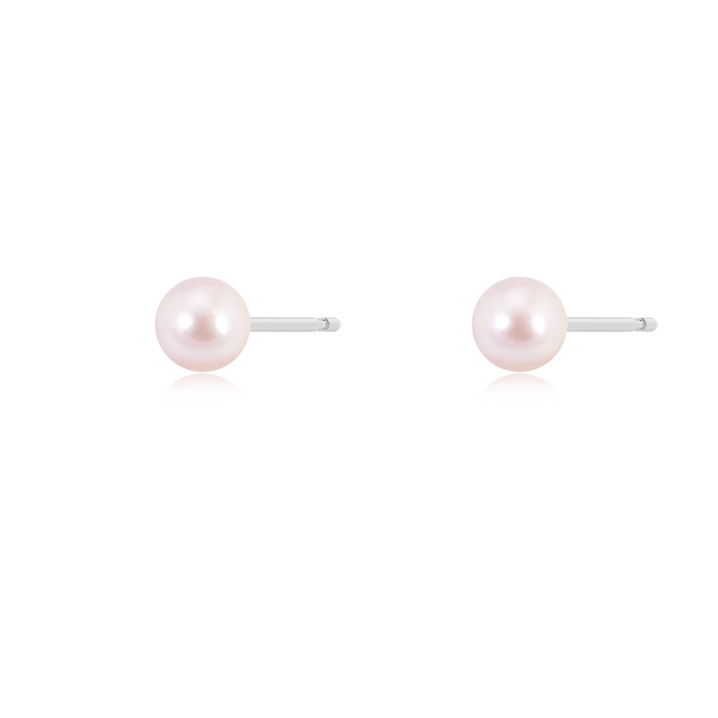 5mm AAAA Classic Japanese Akoya Pearl Solitaire Studs in S999 Silver Side-1