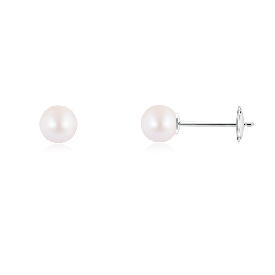 6mm AA Classic Japanese Akoya Pearl Solitaire Studs in White Gold 