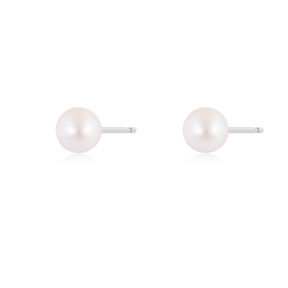 6mm AA Classic Japanese Akoya Pearl Solitaire Studs in White Gold side-1