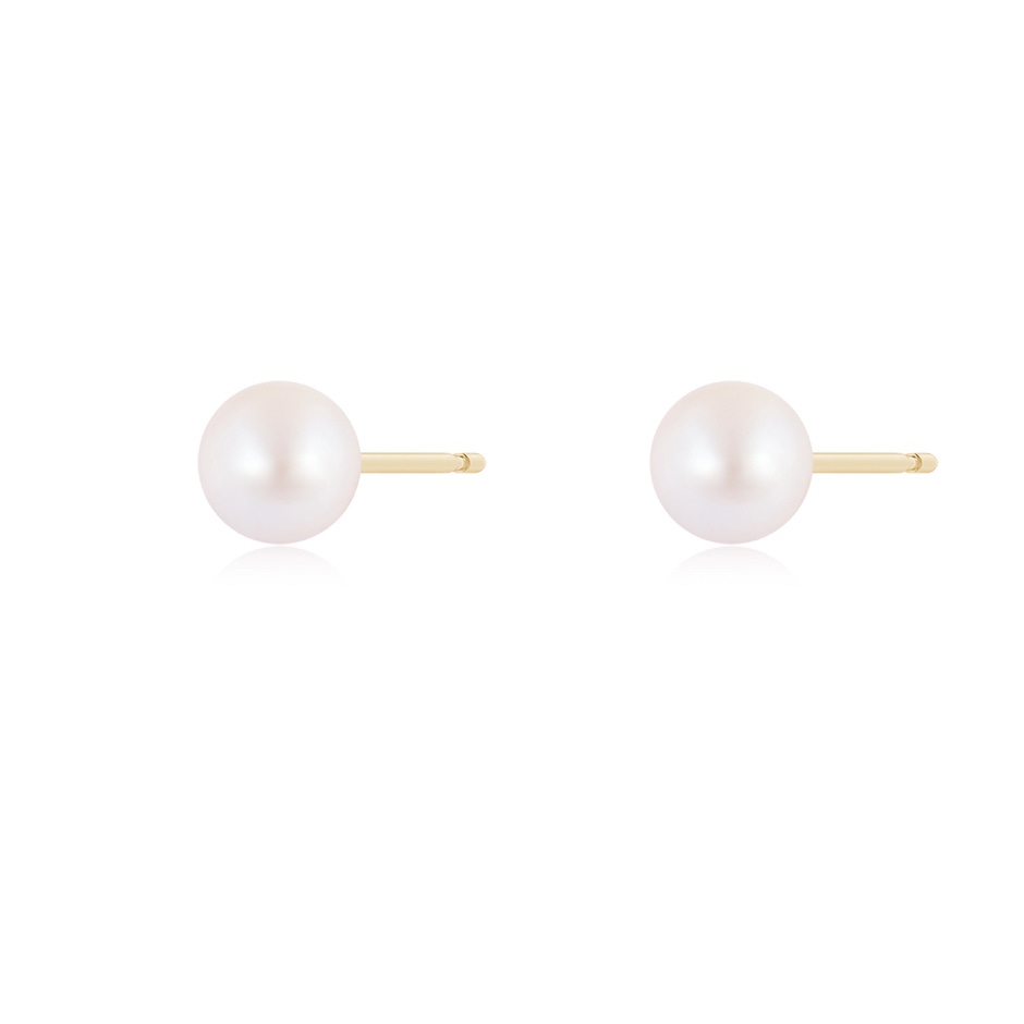 6mm AA Classic Japanese Akoya Pearl Solitaire Studs in Yellow Gold side-1