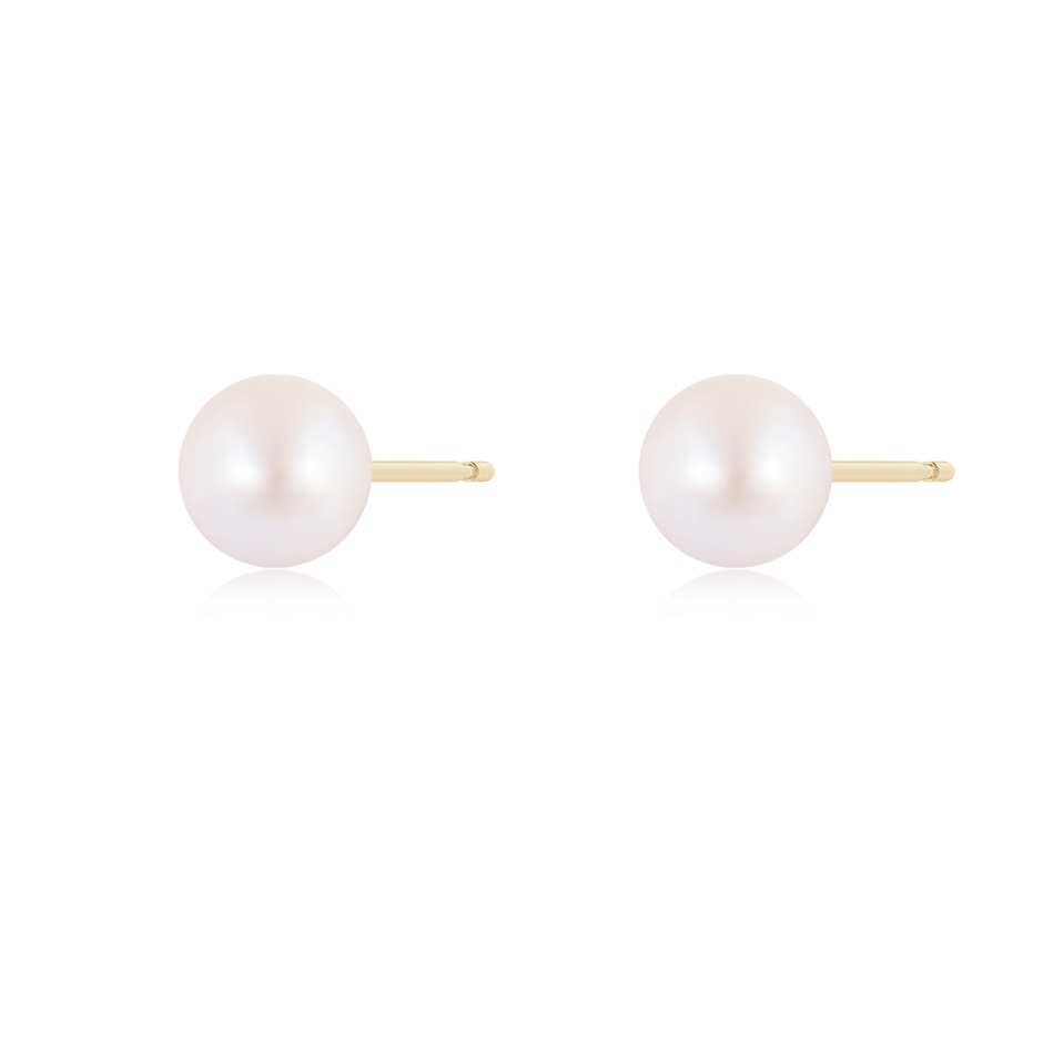 7mm AA Classic Japanese Akoya Pearl Solitaire Studs in Yellow Gold side-1