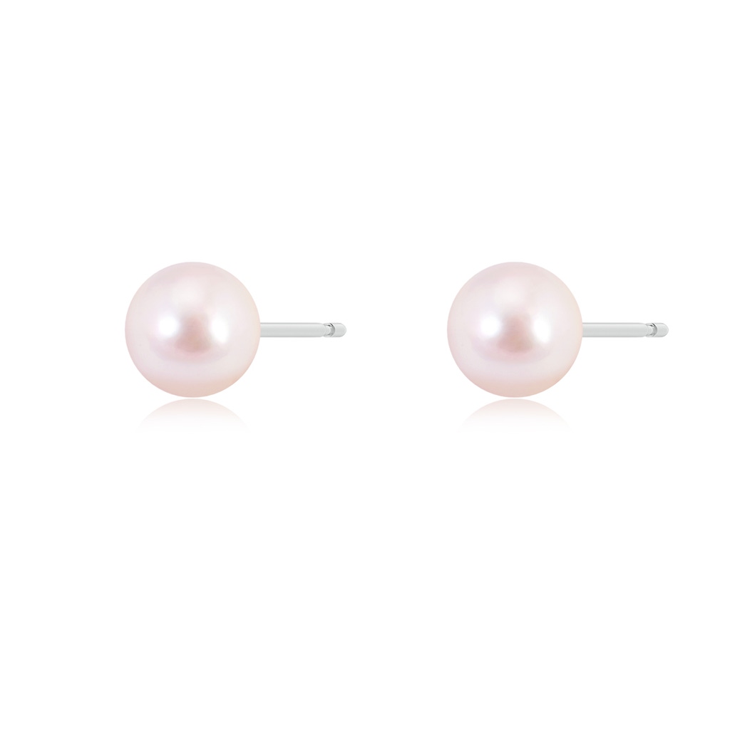 7mm AAAA Classic Japanese Akoya Pearl Solitaire Studs in White Gold Side-1