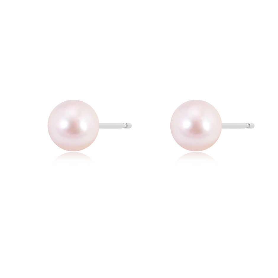 7mm AAAA Classic Japanese Akoya Pearl Solitaire Studs in White Gold side-1