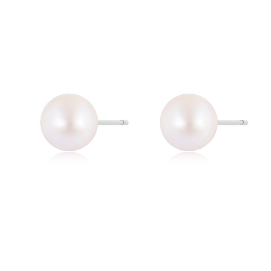 8mm AA Classic Japanese Akoya Pearl Solitaire Studs in S999 Silver side-1