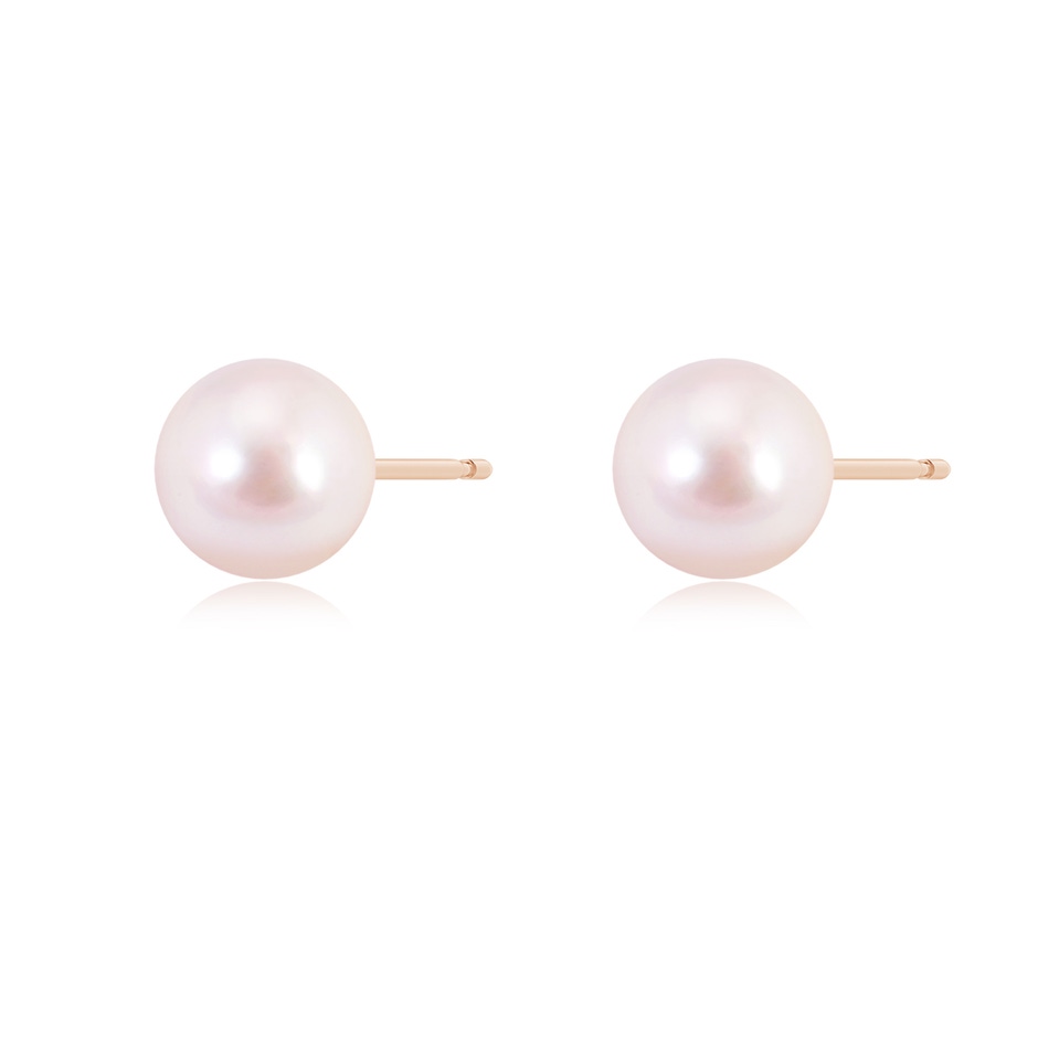 8mm AAAA Classic Japanese Akoya Pearl Solitaire Studs in Rose Gold side-1