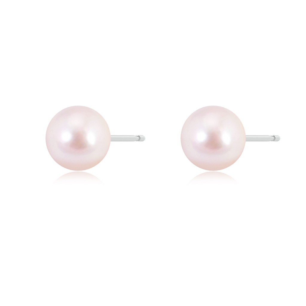 8mm AAAA Classic Japanese Akoya Pearl Solitaire Studs in White Gold - side_1