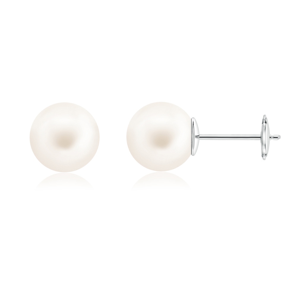 10mm AA Classic Freshwater Pearl Solitaire Studs in White Gold 