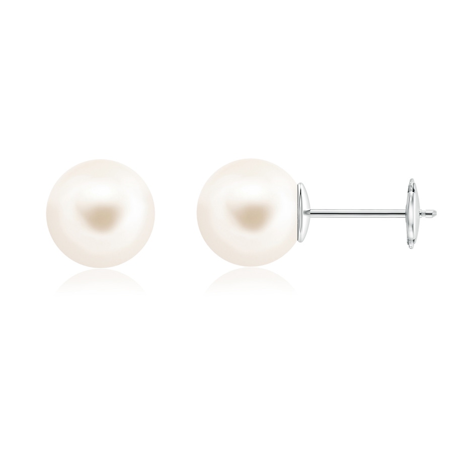 10mm AAA Classic Freshwater Pearl Solitaire Studs in 10K White Gold 