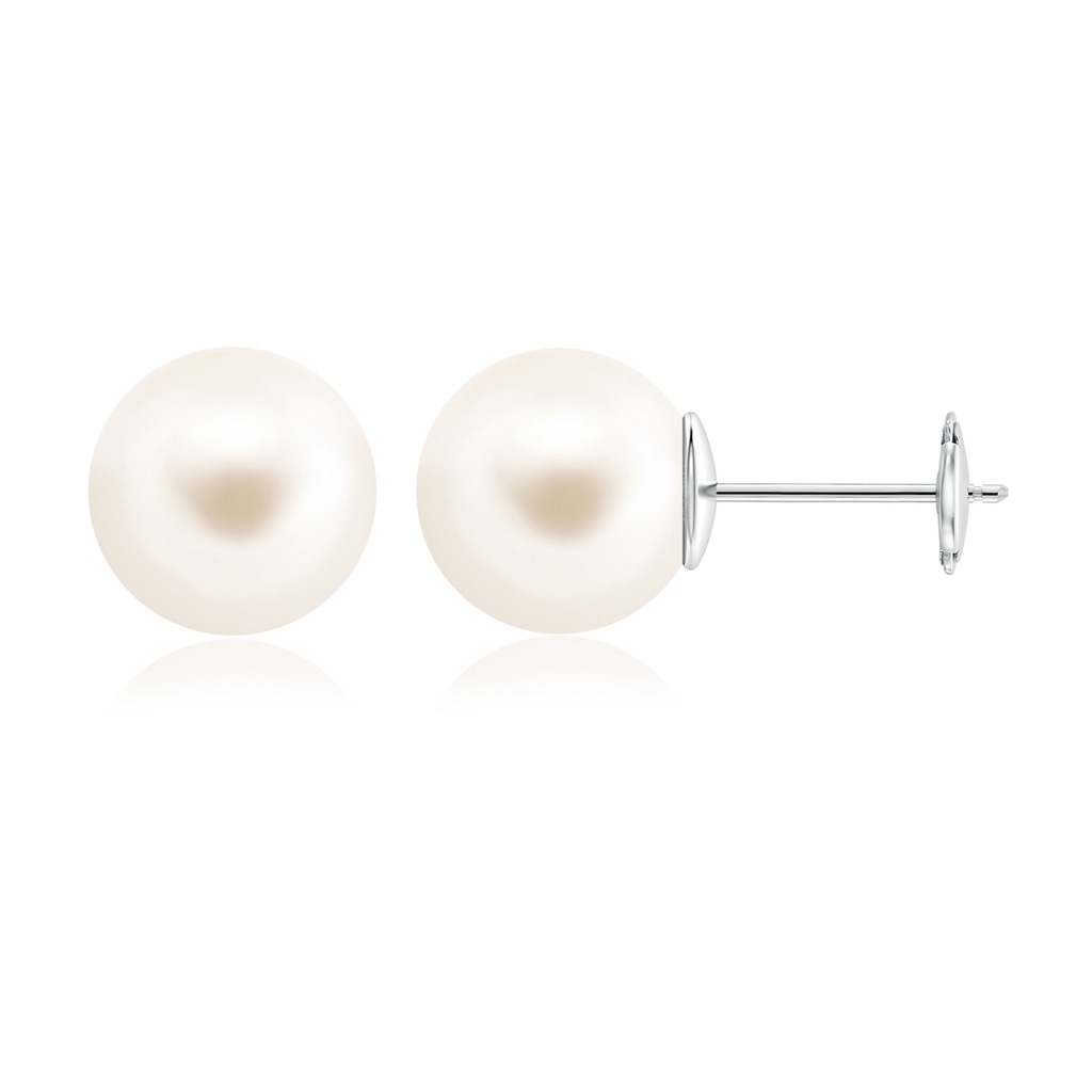 12mm AAA Classic Freshwater Pearl Solitaire Studs in White Gold