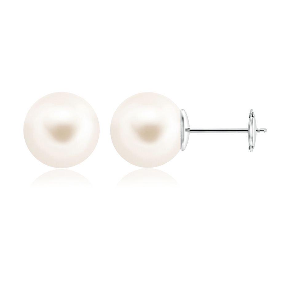 12mm AAA Classic Freshwater Pearl Solitaire Studs in White Gold 