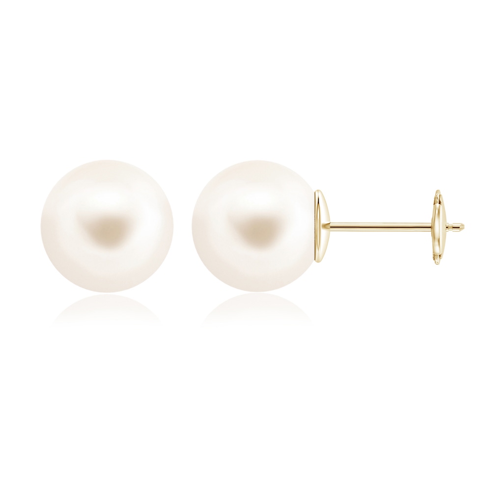 12mm AAA Classic Freshwater Pearl Solitaire Studs in Yellow Gold