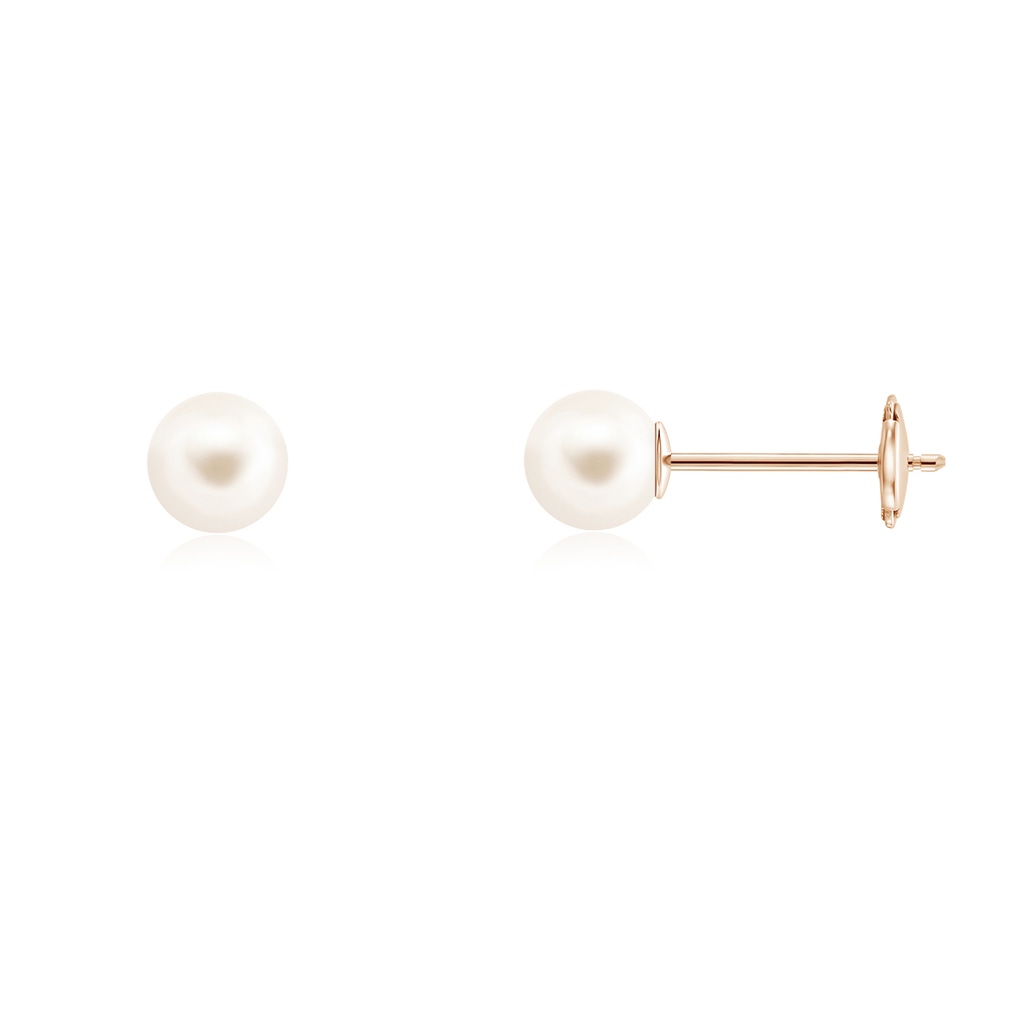 6mm AAA Classic Freshwater Pearl Solitaire Studs in Rose Gold