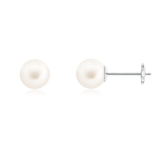 8mm AA Classic Freshwater Pearl Solitaire Studs in White Gold