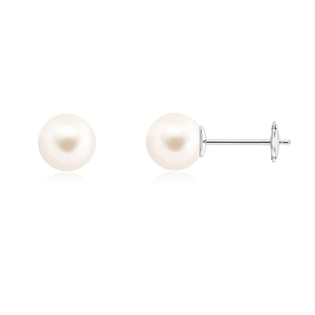 8mm AAA Classic Freshwater Pearl Solitaire Studs in White Gold