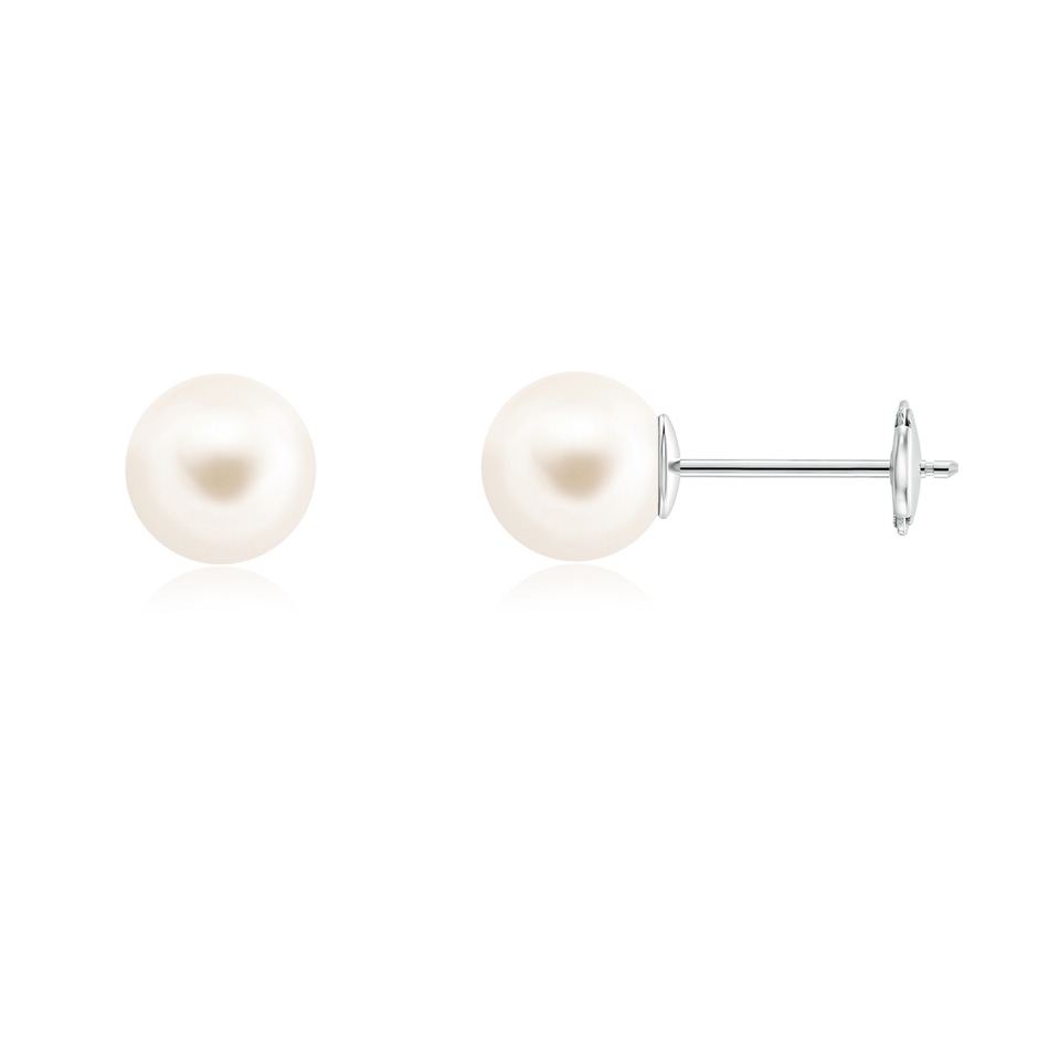 8mm AAA Classic Freshwater Pearl Solitaire Studs in White Gold 