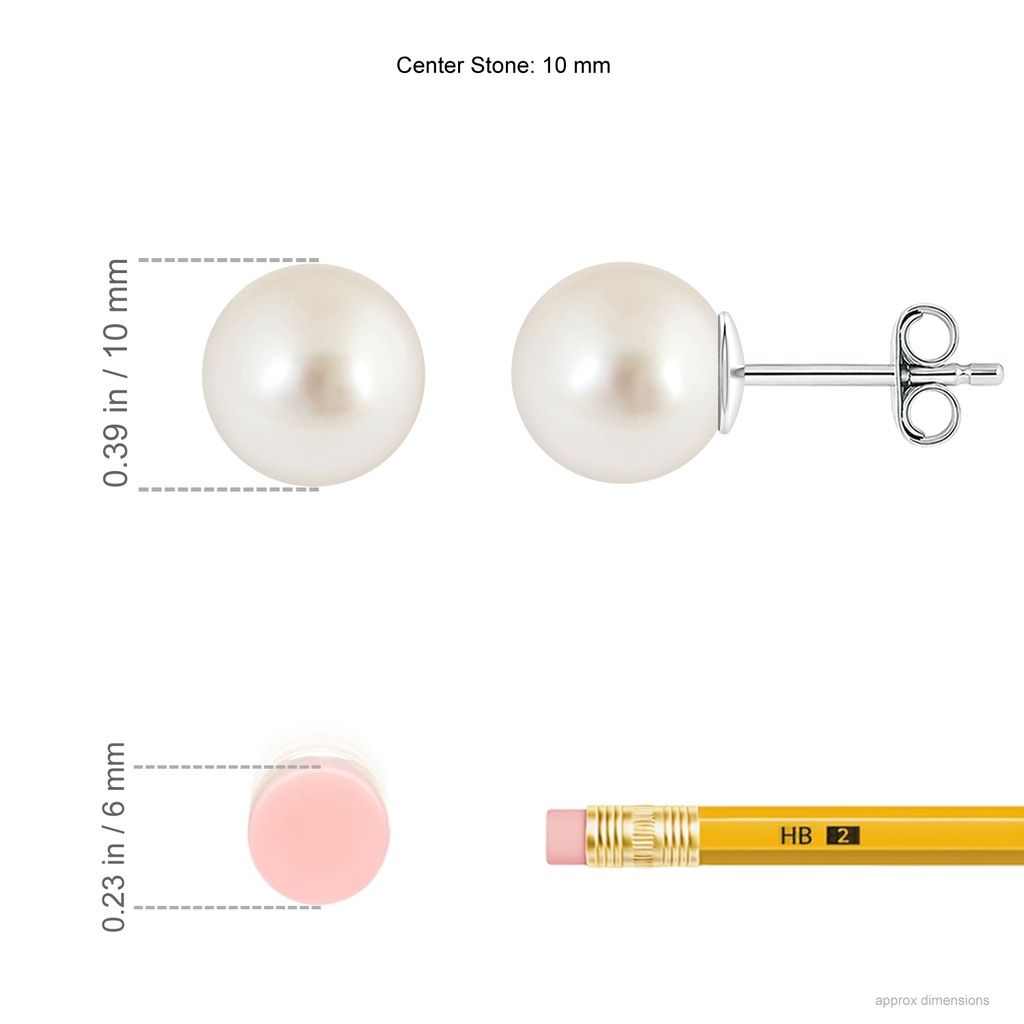 10mm AAAA Classic South Sea Pearl Solitaire Studs in S999 Silver Ruler