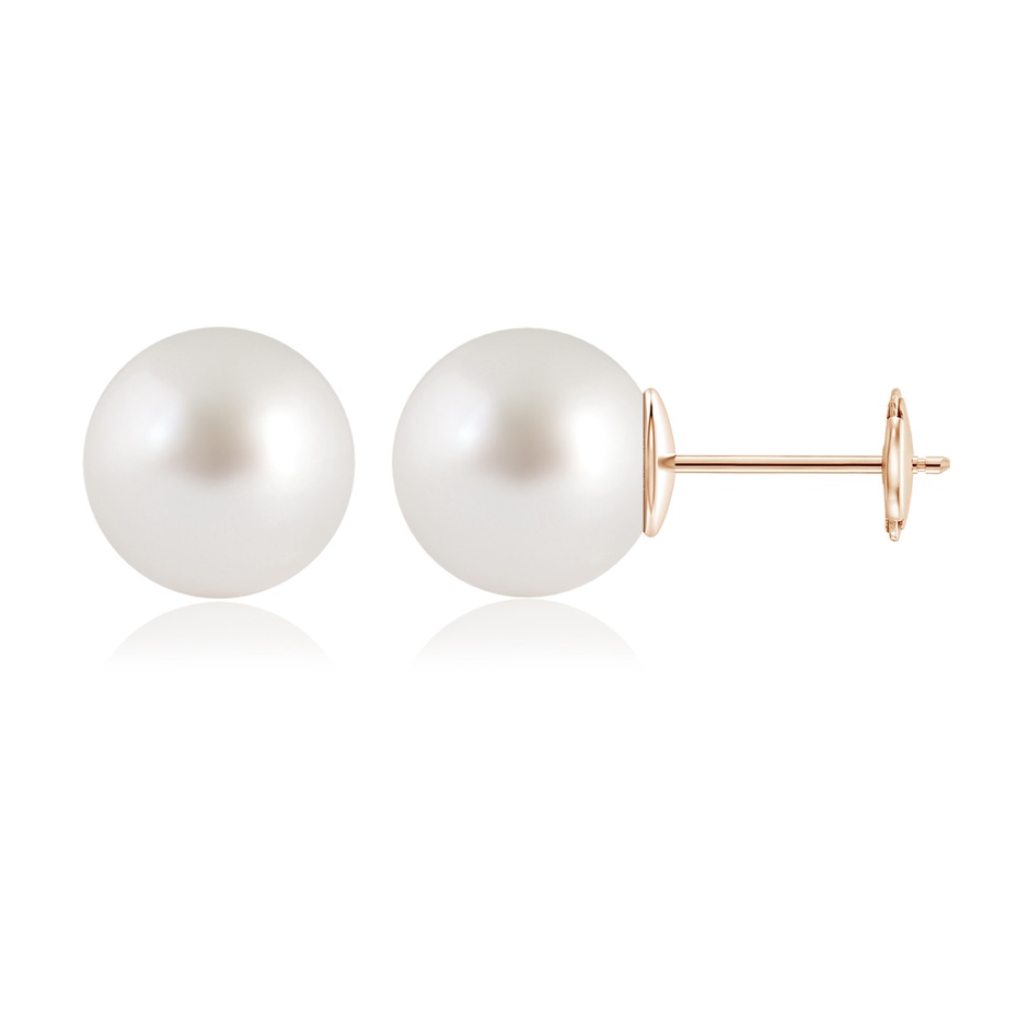 12mm AAAA Classic South Sea Pearl Solitaire Studs in Rose Gold 