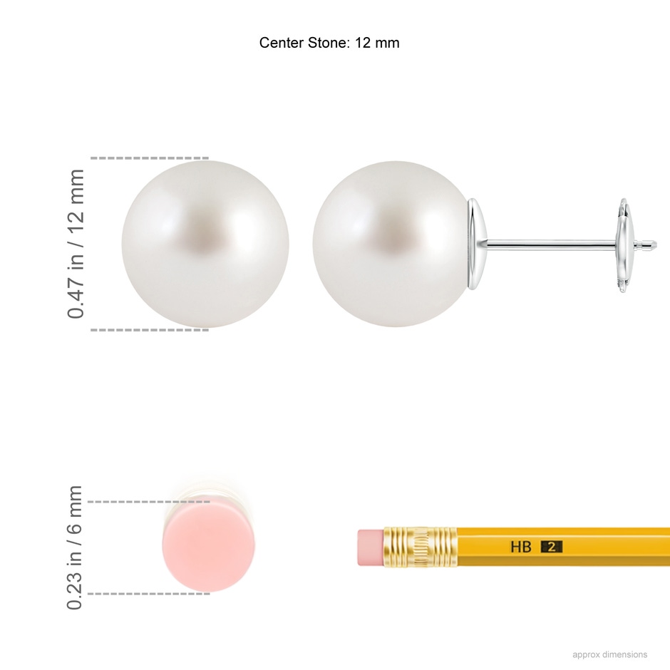12mm AAAA Classic South Sea Pearl Solitaire Studs in White Gold ruler