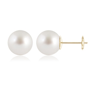 12mm AAAA Classic South Sea Pearl Solitaire Studs in Yellow Gold