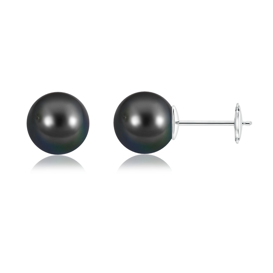 10mm AA Classic Tahitian Pearl Solitaire Studs in White Gold 