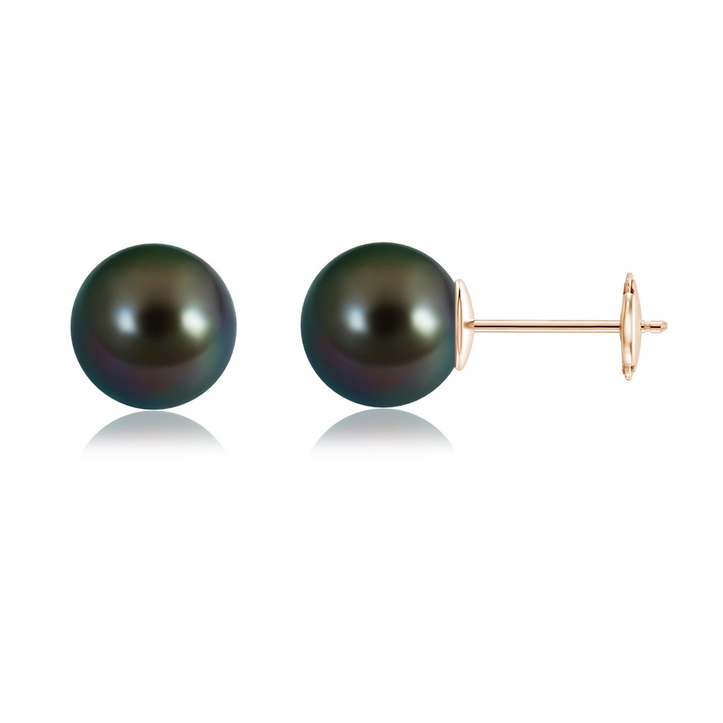 10mm AAAA Classic Tahitian Pearl Solitaire Studs in Rose Gold