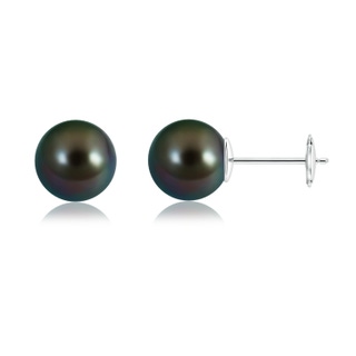 10mm AAAA Classic Tahitian Pearl Solitaire Studs in White Gold